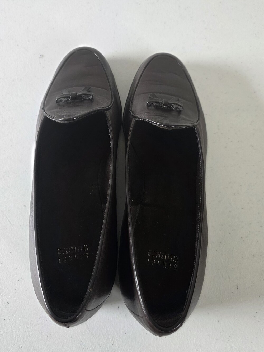 Stuart Weitzman Leather Loafers Size 10 Chocolate Brown Shoes with Bow Detail - Picture 6 of 15